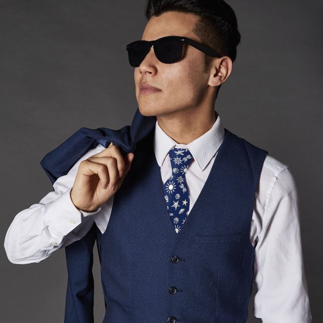 Cravate Motif d'été bleu de la Marine (Créateur téléchargé)