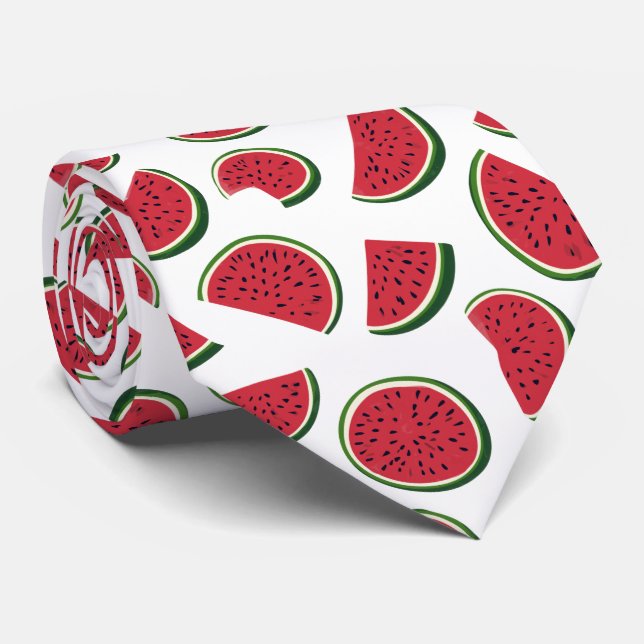 Cravate Motif d'été tranche de pastèque (Roulé)