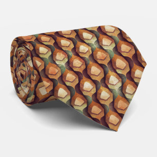 Cravate Motif d'éventail Art Déco sarcelle or des années 1