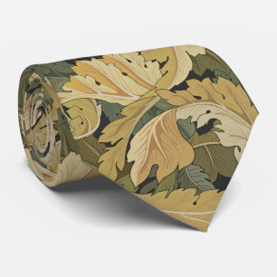 Cravate motif d'feuilles vintages d'or William Morris