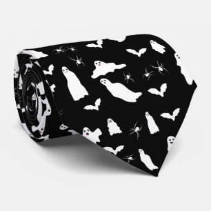 Cravate Motif d'Halloween, chauves-souris et araignées