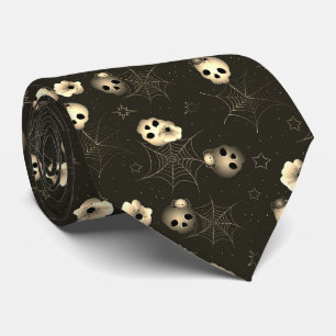 Cravate Motif d'Halloween Éffrayant noir et blanc