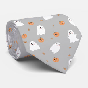 Cravate Motif d'Halloween gris et gris Citrouille