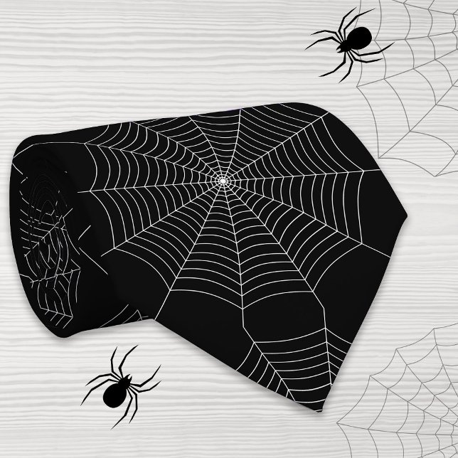 Cravate Motif d'Halloween noir blanc araignée (Créateur téléchargé)