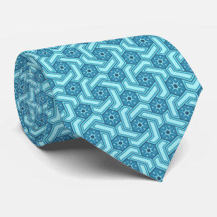 Cravate Motif d'hexagone givré avec flocons de neige