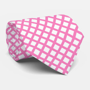 Cravate Motif diamant à carreaux rose blanc