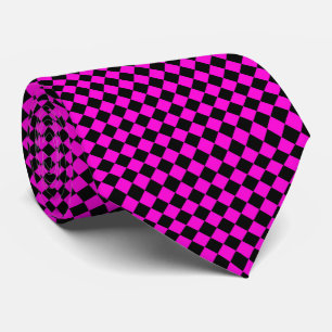 Cravate Motif diamant à carreaux rose noir