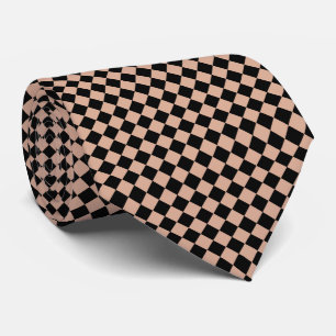 Cravate Motif diamant à carreaux rose noir