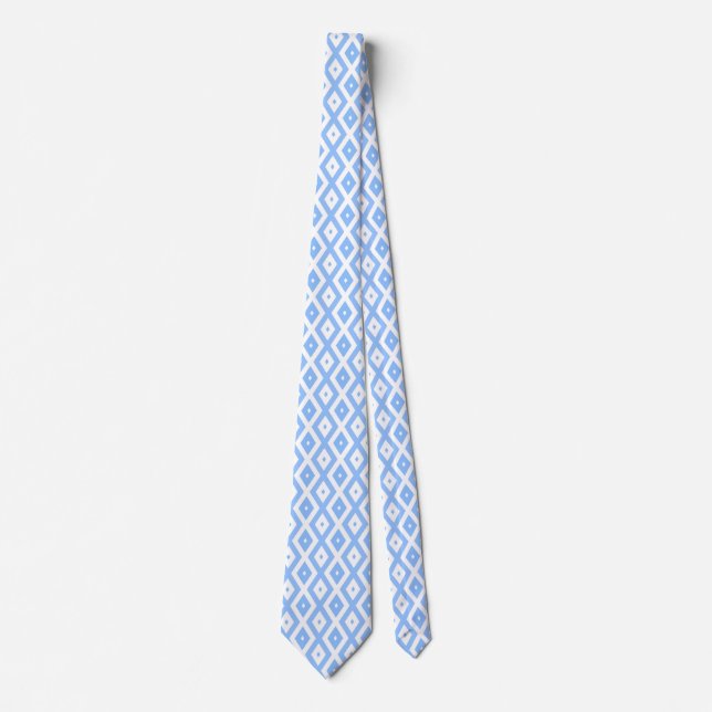 Cravate Motif diamant bleu et blanc (Devant)