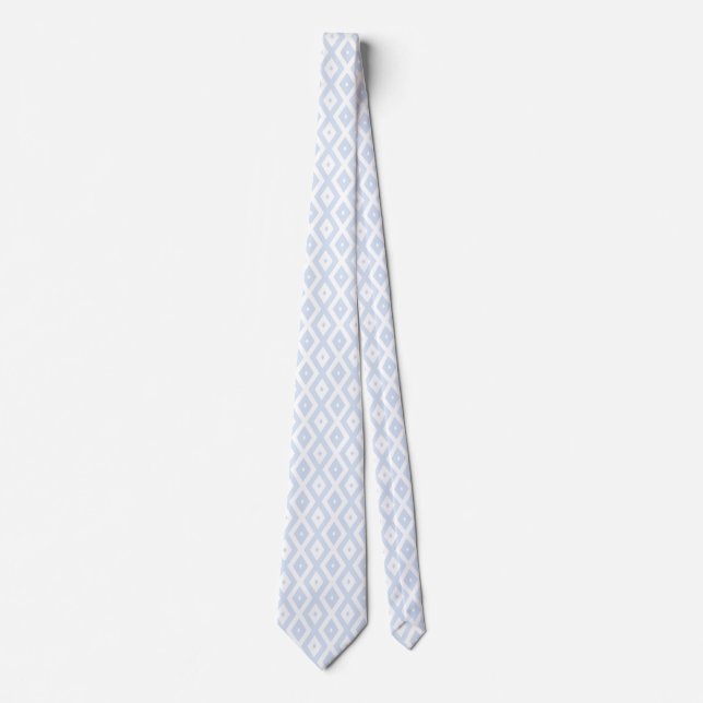 Cravate Motif diamant bleu pâle et blanc (Devant)