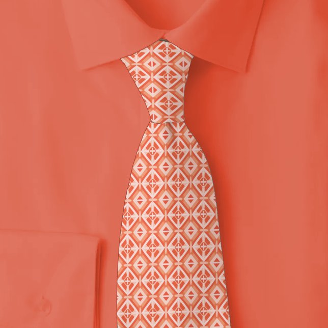 Cravate Motif diamant corail et blanc (Créateur téléchargé)