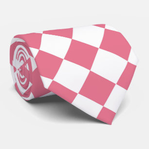 Cravate Motif diamant damier rose blanc