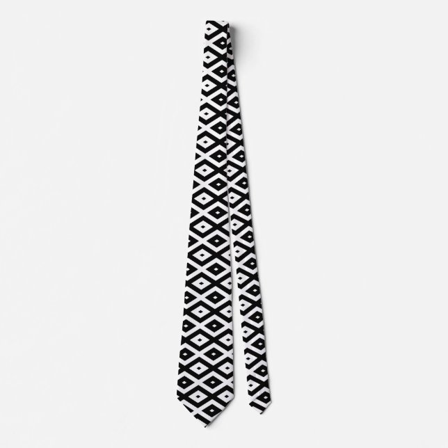 Cravate Motif diamant noir et blanc (Devant)