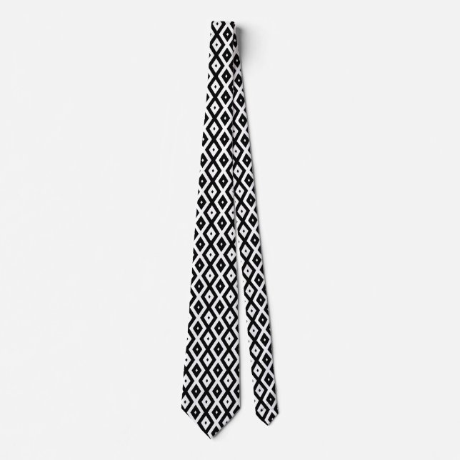 Cravate Motif diamant noir et blanc (Devant)