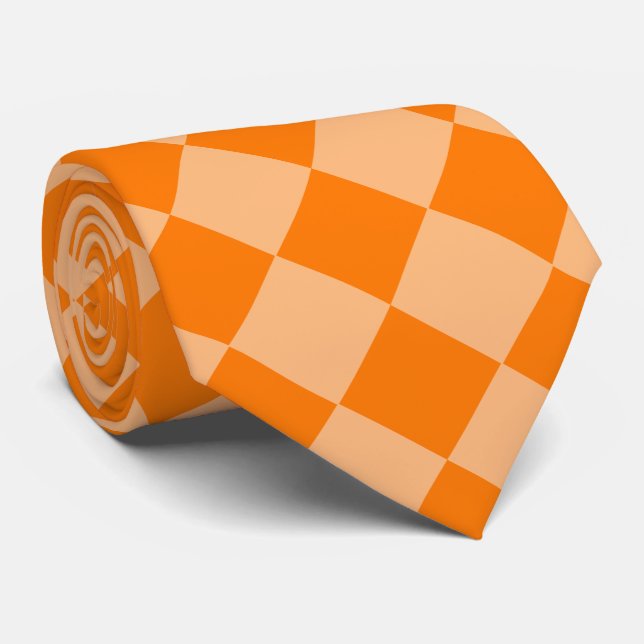 Cravate Motif diamant Orange Checker (Roulé)