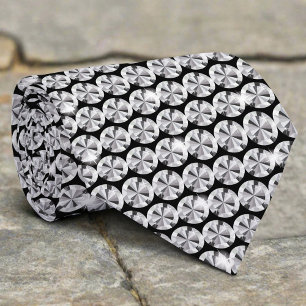 Cravate Motif diamant paillettes brillantes noir blanc