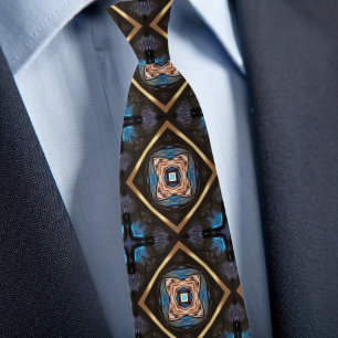 Cravate Motif diamanté bleu noir bronze