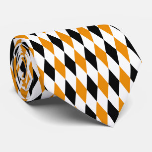 Cravate Motif diamants en harlequin jaune, noir et blanc