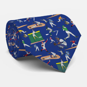 Cravate Motif d'illustrations des joueurs de baseball