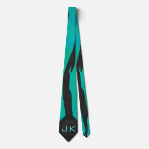 Cravate Motif d'impression Turquoise et noir de tigre de m