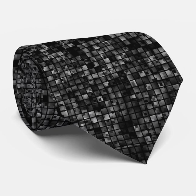 Cravate Motif disco classique noir blanc (Roulé)