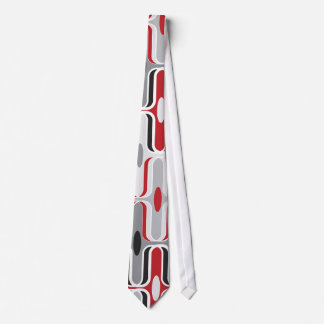Cravate Motif d'oignon noir rouge Zig Zag Art Déco
