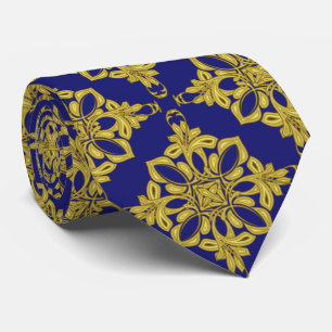 Cravate Motif d'or Faux et Bleu foncé pour hommes