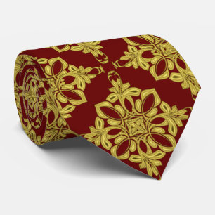 Cravate Motif d'or Faux et rouge foncé pour hommes