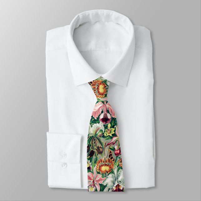 Cravate Motif d'orchidée blanche rose jaune (Attaché)