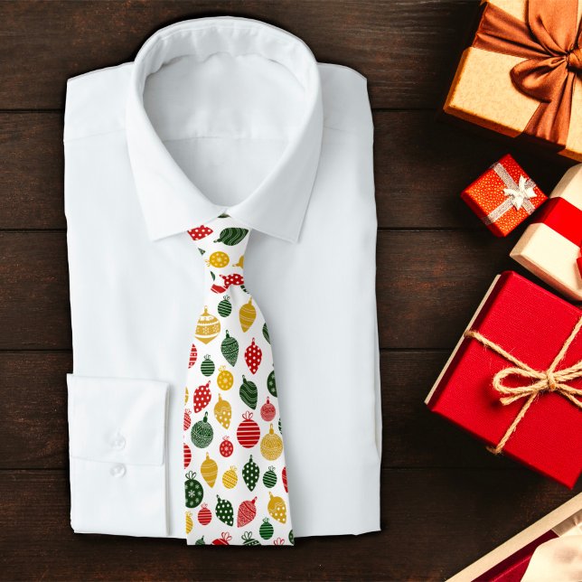 Cravate Motif d'ornement de Noël en Rouge, Vert et Or (Créateur téléchargé)