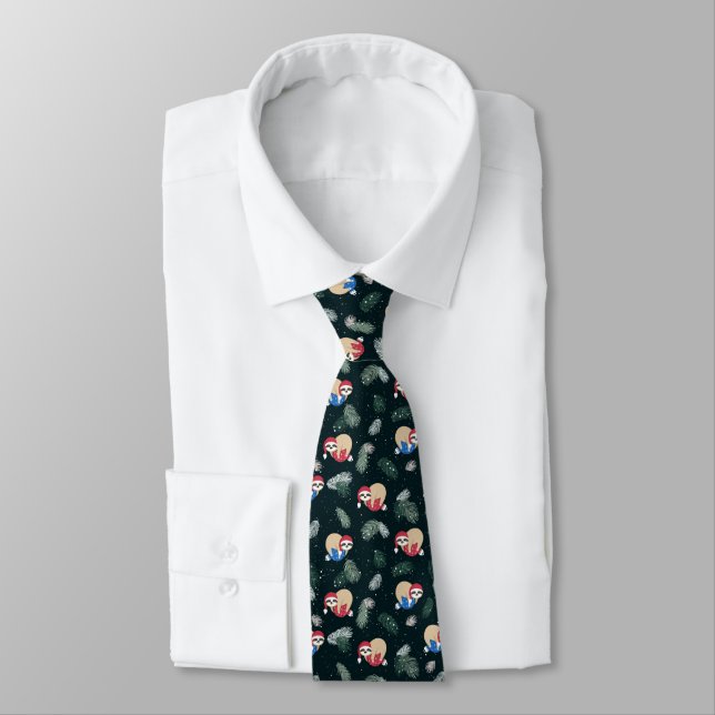 Cravate Motif d'ornement de paresse de Joyeux Noël (Attaché)