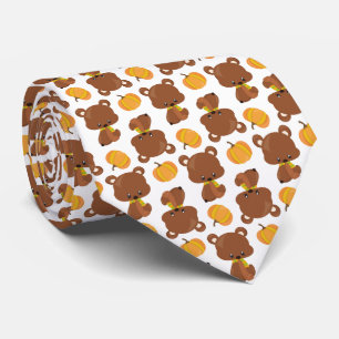 Cravate Motif D'Ours, Ours Mignons, Automne, Citrouille