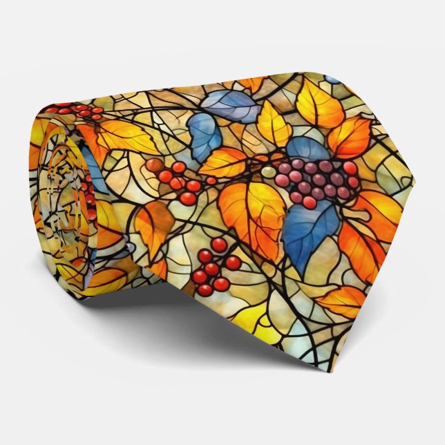 Cravate Motif du congé d'automne en verre de verre (Roulé)
