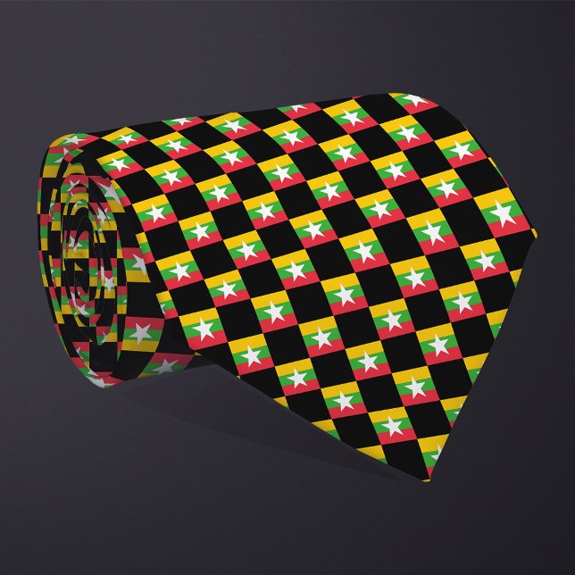 Cravate motif du drapeau À damiers Myanmar (Créateur téléchargé)