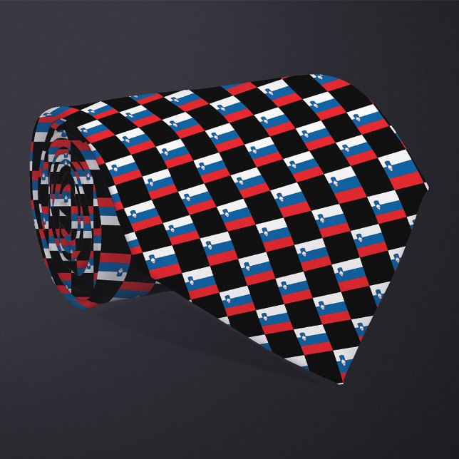 Cravate motif du drapeau À damiers Slovénie (Créateur téléchargé)