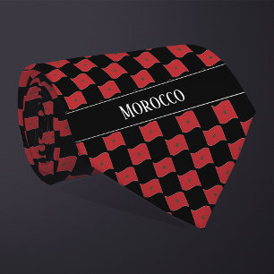 Cravate Motif du drapeau du Maroc vague