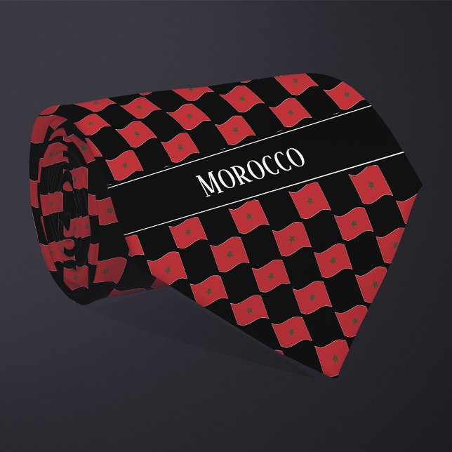 Cravate Motif du drapeau du Maroc vague (Créateur téléchargé)