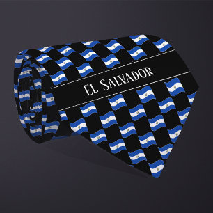 Cravate Motif du drapeau du Salvador Wavy