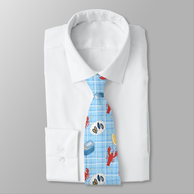 Cravate Motif du marché de fruits de mer méditerranéens (6 (Attaché)