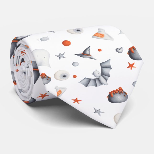 Cravate Motif Éffrayant de la sorcière blanche (Roulé)
