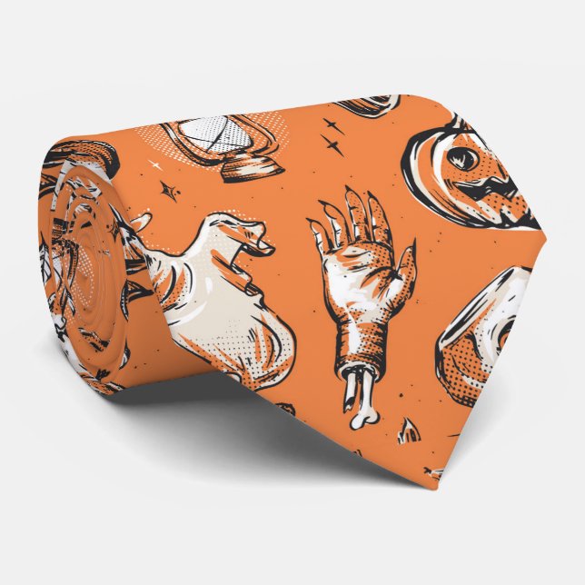 Cravate Motif effrayant d'Halloween (Roulé)
