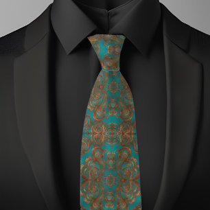 Cravate Motif élégant cuivre turquoise boho