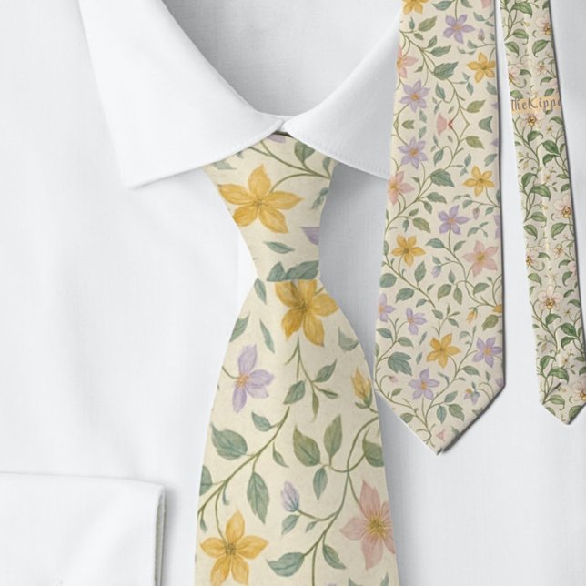 Cravate Motif élégant de fleurs en étoile pastel (Créateur téléchargé)