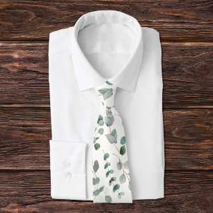 Cravate Motif élégant d'eucalyptus vert