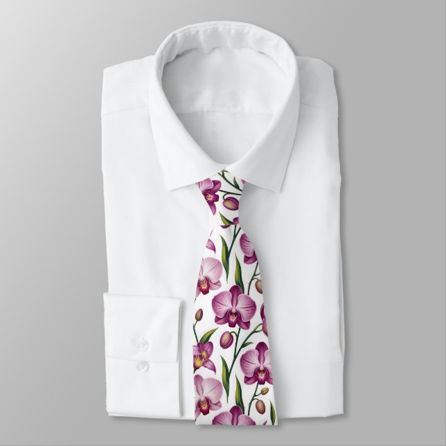 Cravate Motif élégant et sans couture d'orchidée violette  (Attaché)