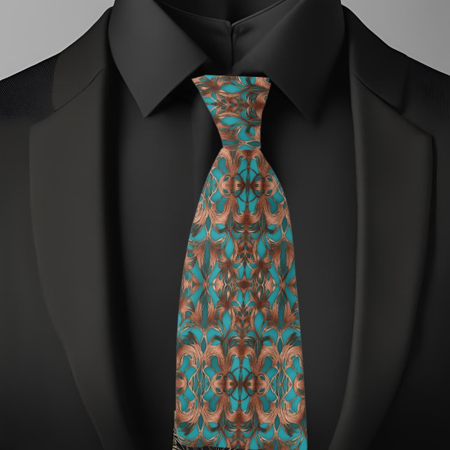 Cravate Motif élégant turquoise et cuivre (Créateur téléchargé)