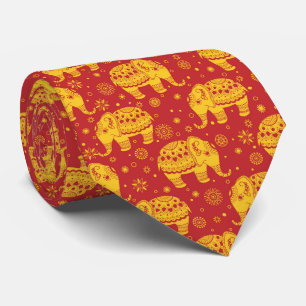 Cravate Motif éléphant vintage ethnique indien
