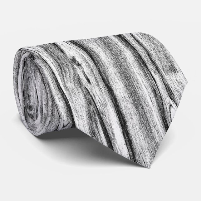 Cravate Motif en bois de chauffe - noir, blanc et gris (Roulé)
