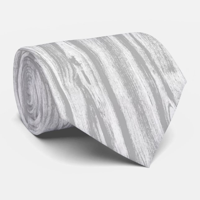 Cravate Motif en bois - gris / gris et blanc (Roulé)