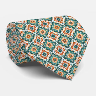 Cravate Motif en carreaux de carreaux de fleurs orange, Tu